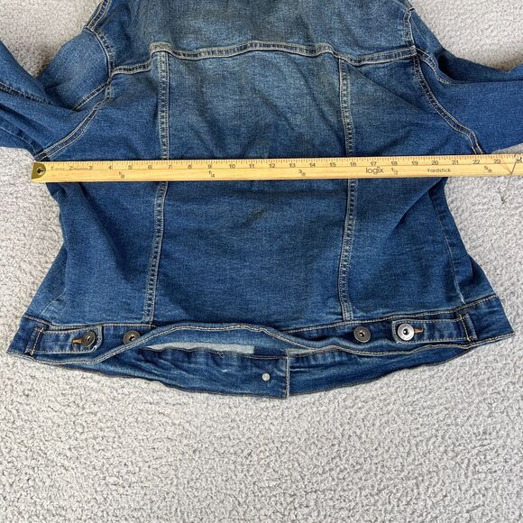 Torrid Denim Jacket Womens 2 18/20 Trucker Metal Buttons Jean Stretch - Picture 12 of 13